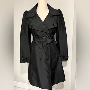1990s Dolce and Gabbana, black puff sleeves three-quarter length trench coat